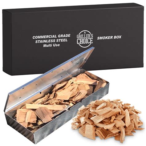 Smoker Wood Chip Box For BBQ Grill. Add Wood 